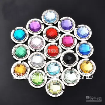 

Lowest price 100pcs/lot fashion diamond ruby jewel folding Bag Hanger/holder Purse Hook purse hanger
