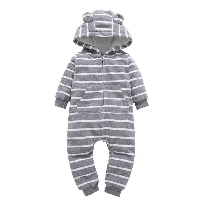 kid boy girl Long Sleeve Hooded Fleece jumpsuit overalls red plaid Newborn baby winter clothes unisex new born costume 2019
