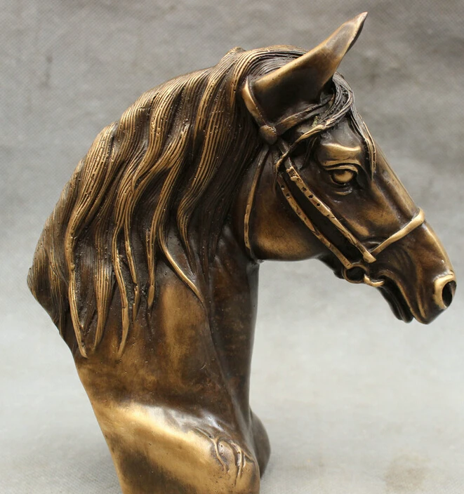 

JP S0114 Folk Chinese Pure Bronze Copper Wealth JiXiang Horse Gee Head Statue Sculpture B0403