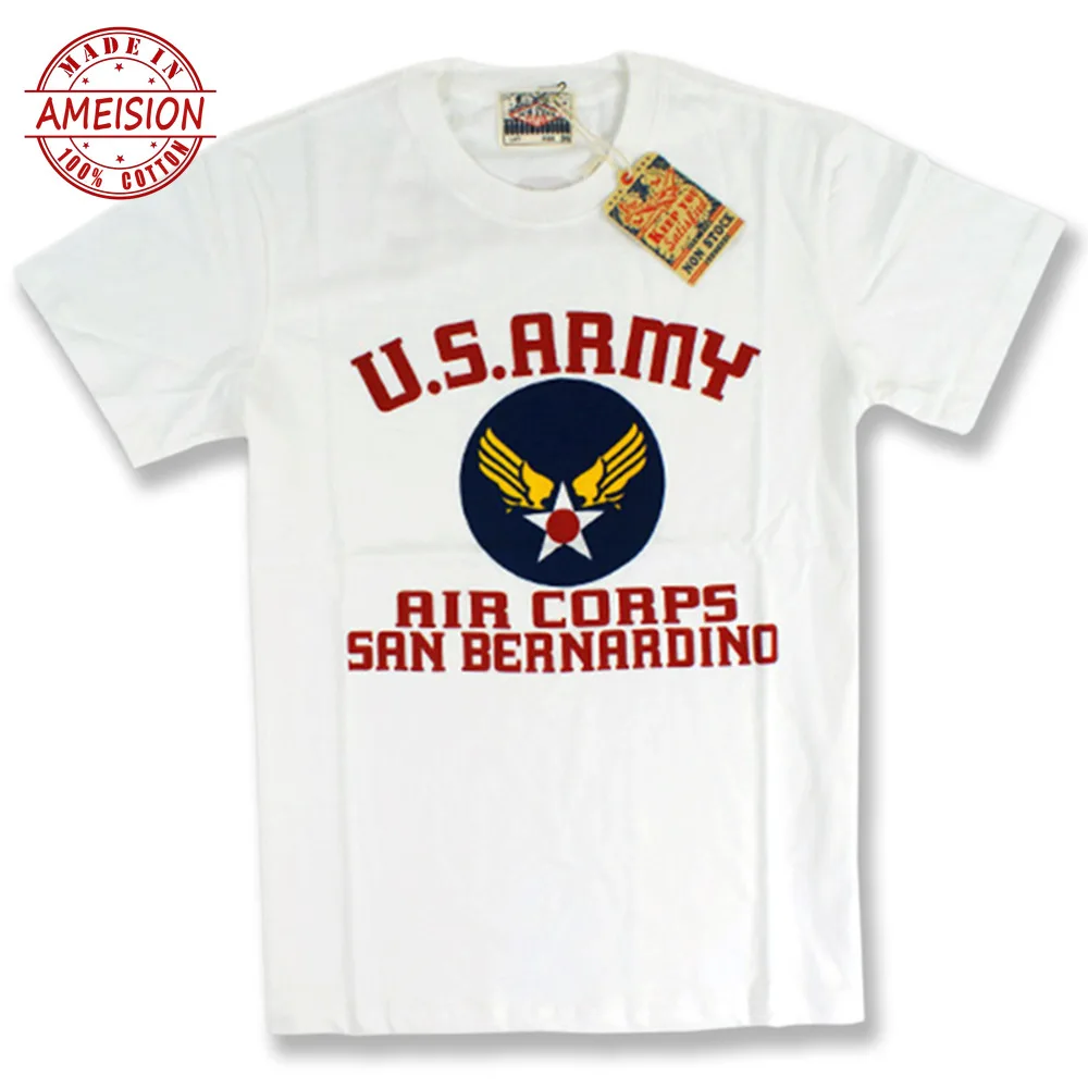 U.S. Air Force Army Retro Streetwear Male Short Sleeved T-shirt Cotton Printed White T Shirt Men Non Stock Brand Clothing 2019