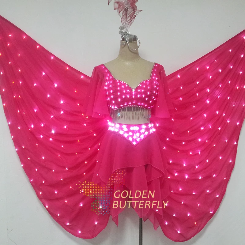 LED Clothes Women/Lady 2017 Fashion Dresses Sexy Catwalk Luminous Costumes Shorts Glowing Wing LED