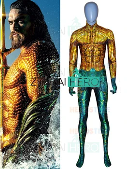 

Free Shipping 3D Printed 2018 Film Version Aquaman Cosplay Costume DC Movies Aquaman Superhero Costumes For Halloween Bodysuit