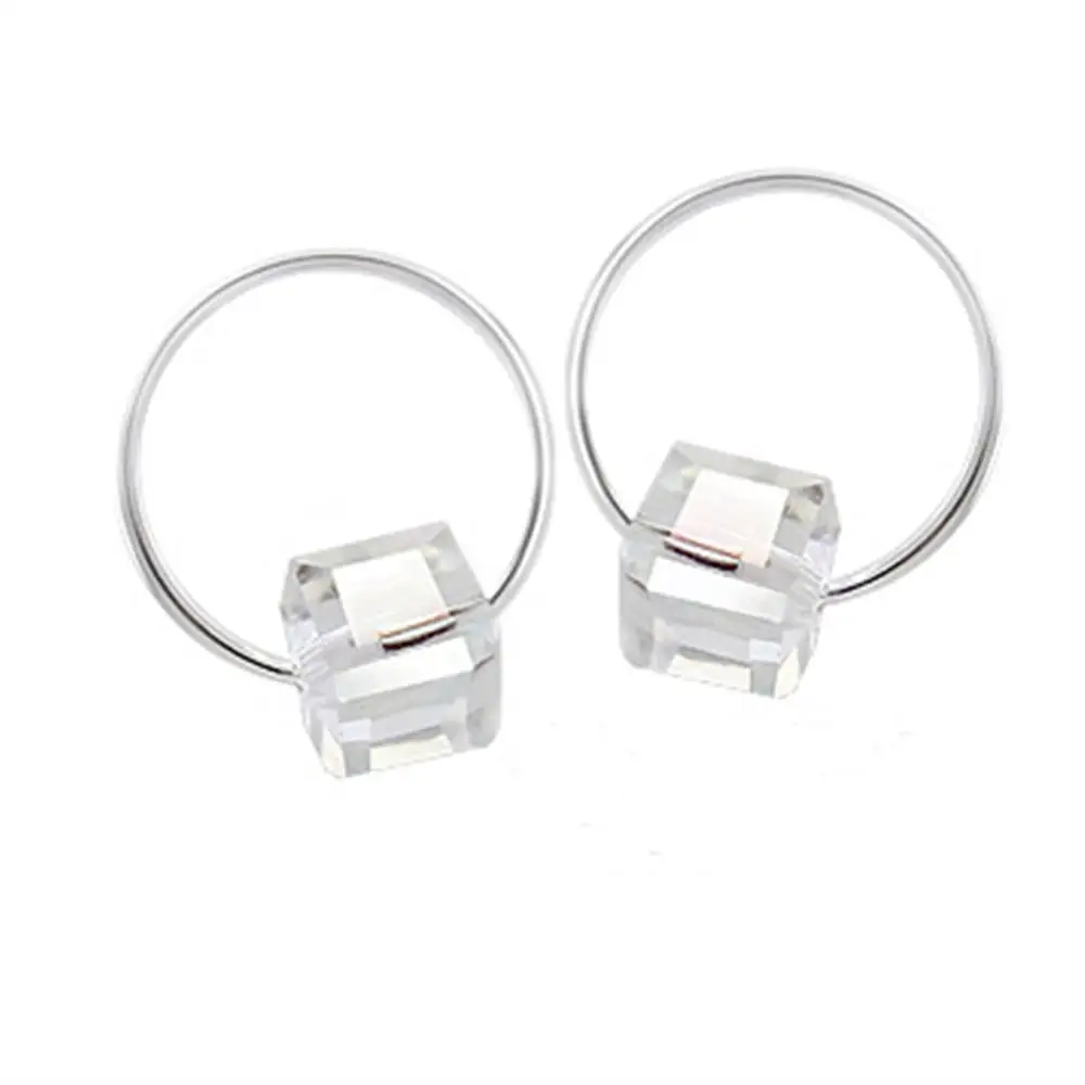 New hollow circle square crystal small fresh woemn stud Earringsstud