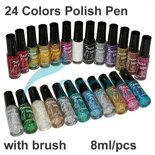 Buy Freeshipping 24 colors Nail Polish Pen 3D Nail Art Glitter Striper Pen