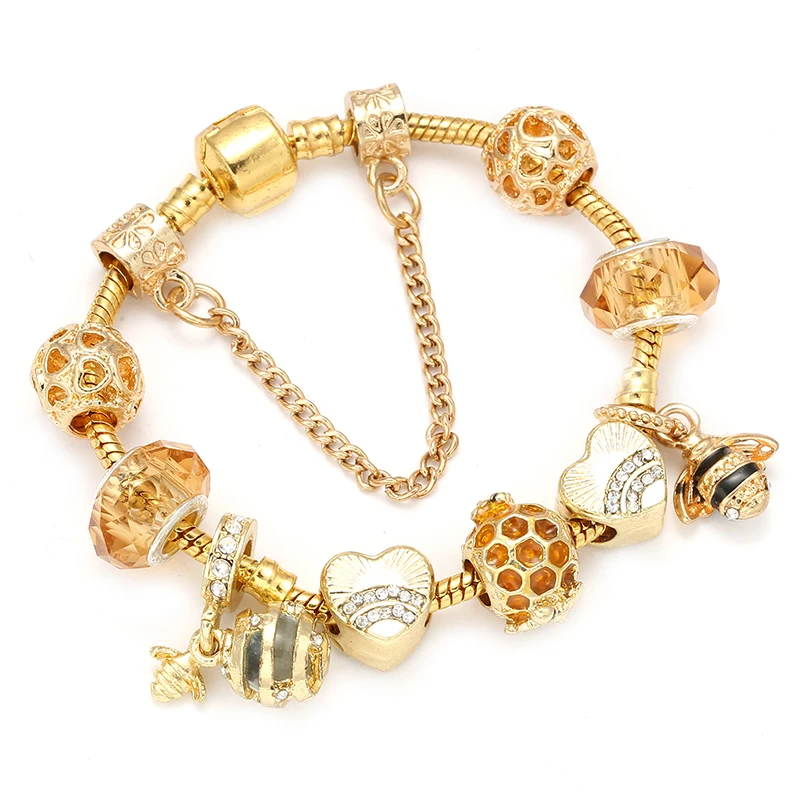 Buy BAOPON Dropshipping Crystal Bees Beads Charm
