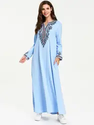Женский s мусульманский длинный рукав сшивание стрейч вязать печатных тонкий Дубай, кафтан, Исламский женщины одевают одежду 7723