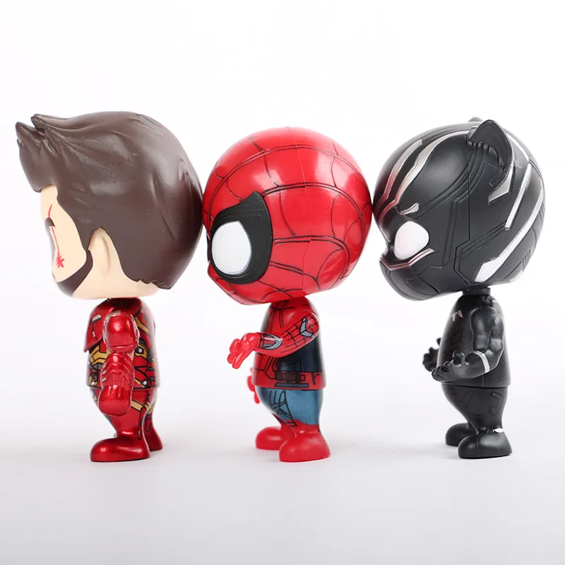 6 шт./компл. Marvel Avengers Ironman Spiderman Черная пантера Widow Vision War Machine Bubble Head автомобильные