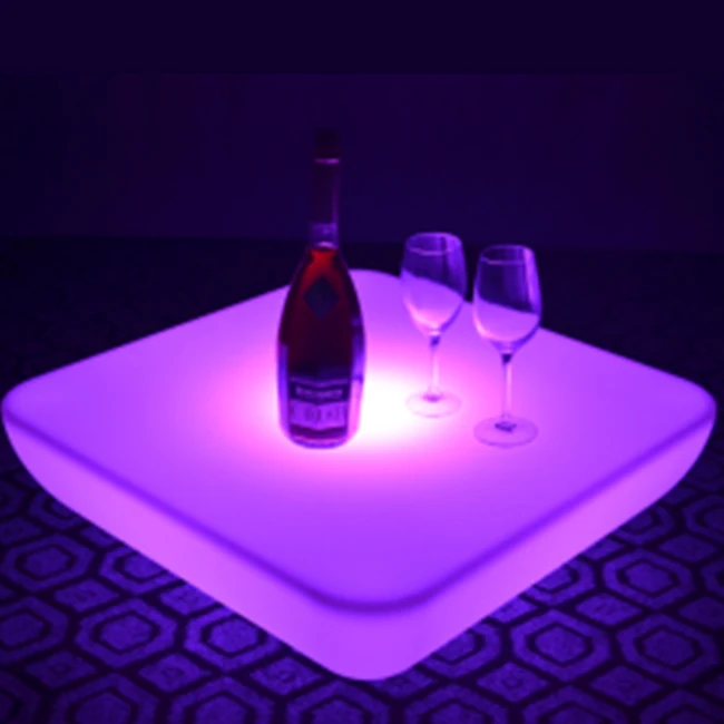 SK-LF28U (L62*W62*H21cm) PE Material LED Coffee Bar Table 16 Color Change Glow Plastic Waterproof For Party With Remote Control