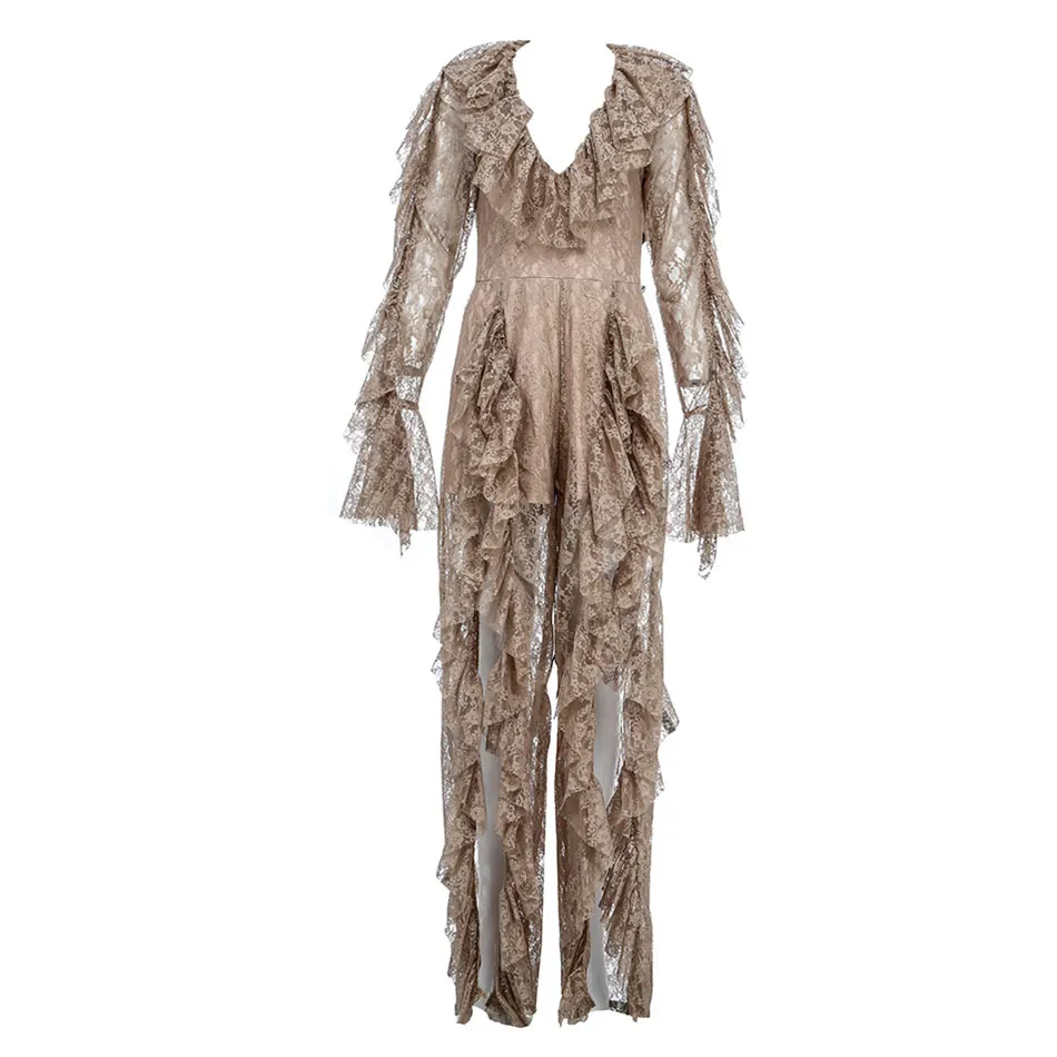 

Seamyla 2019 Elegant Runway Jumpsuits Women Deep V Lace New Fashion Sleeveless Celebrity Party Jumpsuit Long Bodysuits