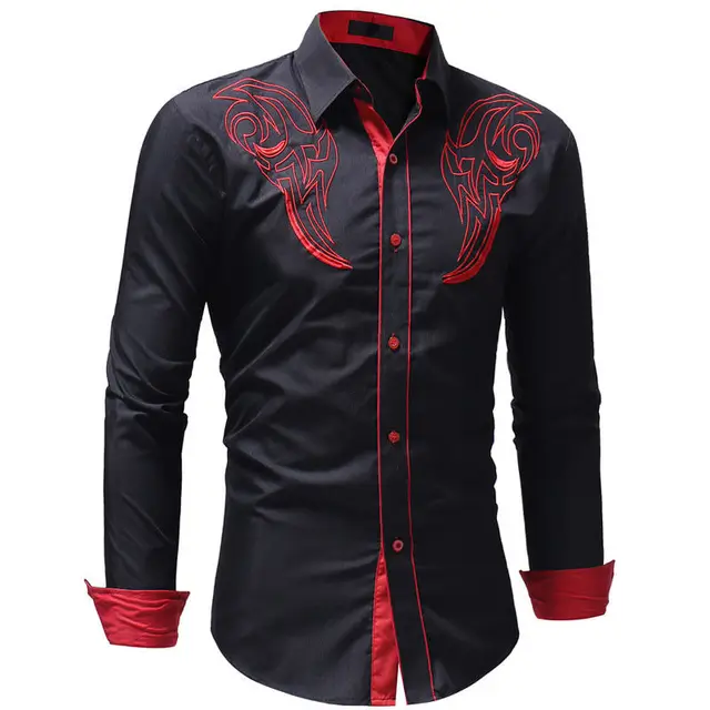 New Fashion Men Luxury Blouse Shirt Casual Long Sleeve Shirts Men ...