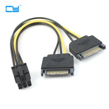 

Dual two SATA 15 Pin Male M to pcie pci express pci-express PCI-e Express Card 6 Pin Female Graphics Video Card Power Cable 15cm
