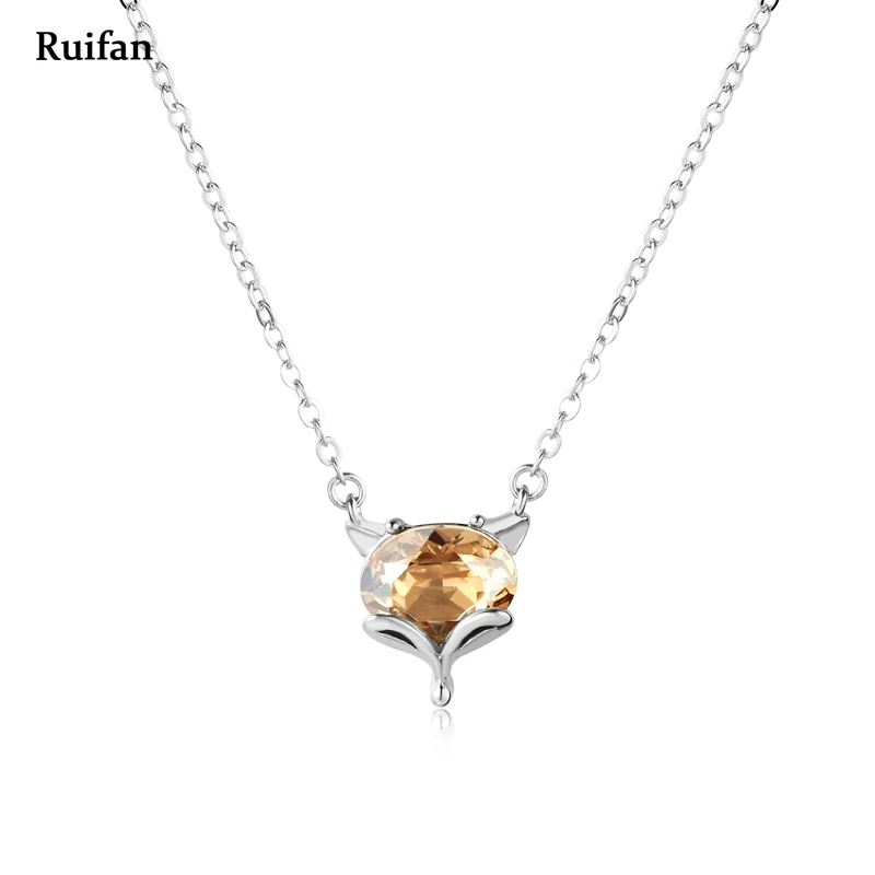 

Clearance Sale Animal Head Champagne Crystal Rhinestone Pendant 100% 925 Silver Chain Necklace Women Jewelry Accessories YNC034