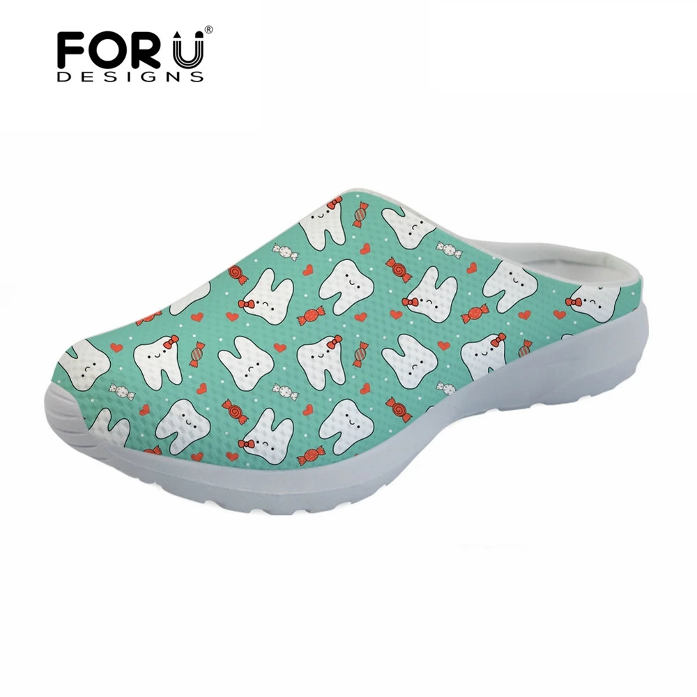 

FORUDESIGNS Cute Dentist Prints Women Sandals Flats Female Breathable Mesh Beach Water Shoes Indoor & outdoor House Walking Shoe