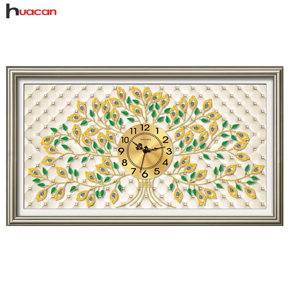 

Huacan Diamond Painting Cross Stitch Clock Special Shape Diamond Embroidery Tree Mosaic Rhinestones Wall Decoration Gift DIY