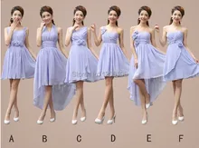 Free Shipping 2014 Modest Backless See Through Lavender Chiffon Mini Short Bridesmaid Dress
