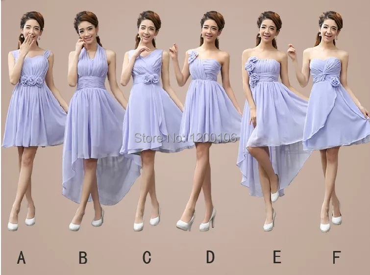 Free Shipping 2014 Modest Backless See Through Lavender Chiffon Mini Short font b Bridesmaid b font