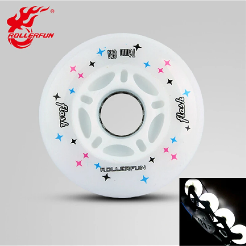 

[ LED Flash Shining Wheel ] 8 Pcs 100% Original ROLLERFUN 85A Inline Skates Wheel with Magnetic Core, For Road Street FSK Slalom
