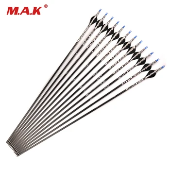 

6/12/24 pcs 30 Inches Pure Carbon Arrow Spine 400 Diatmeter 7.2mm Replaceable Arrowhead for Compound Bow Archery Hunting