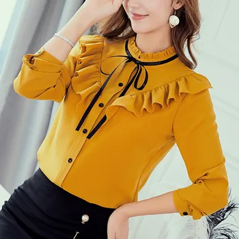 

New Spring Autumn Tops Women Fashion Ladies Long Sleeve Shirts Casual Chiffon Blouse 2019 Work Wear Office Lady Blusas Femininas