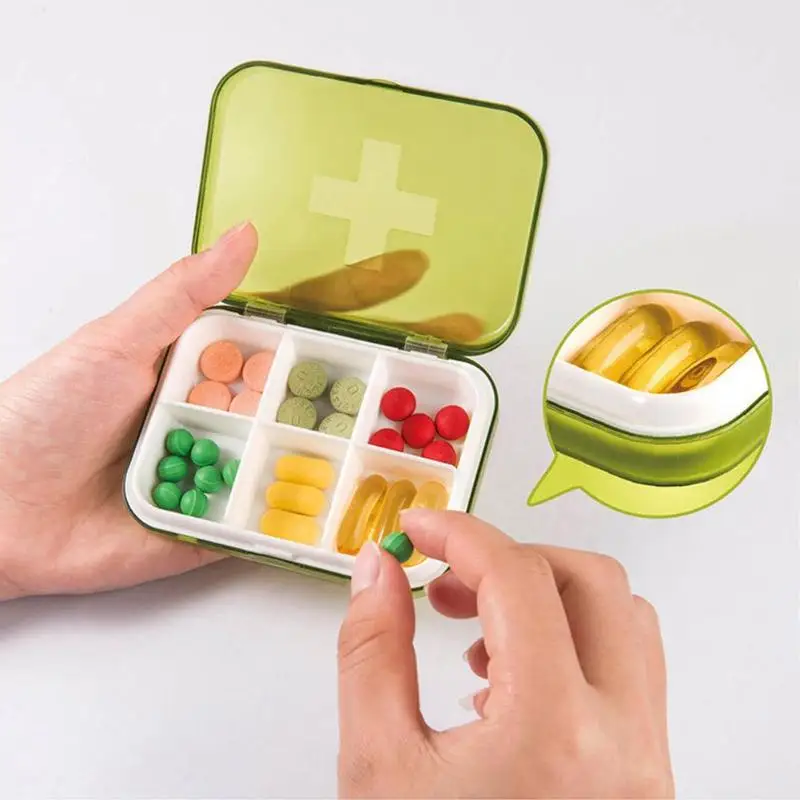 Портативный мини 6 сетки Pill Case экологически чистые Pill Box Медицина коробка планшеты Диспенсер Организатор Pill Case разветвители