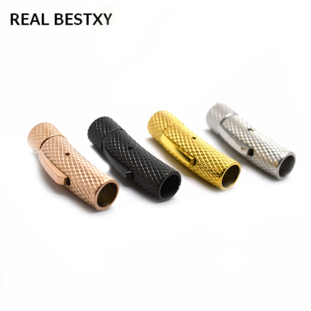 

2 pcs/lot Handmade Glossy Round steel Clasps Stainless Steel Buckle DIY Leather Bracelet Jewelry Accessories For Men bracelets