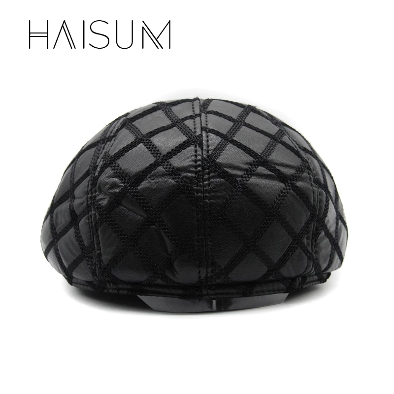 Haisum мужские/женские кепки с козырьками из искусственной кожи, женские кепки, черные кепки для улицы, унисекс, лоскутные теплые кепки с козырьком CS63
