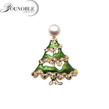 

Real natural freshwater pearl brooch for women,fashion Christmas tree brooch pearl party gift