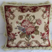 10 K 1" X 14" ручная работа шерстяная игольная Подушка Ручная работа узелковая Подушка с цветочным дизайном без вставок