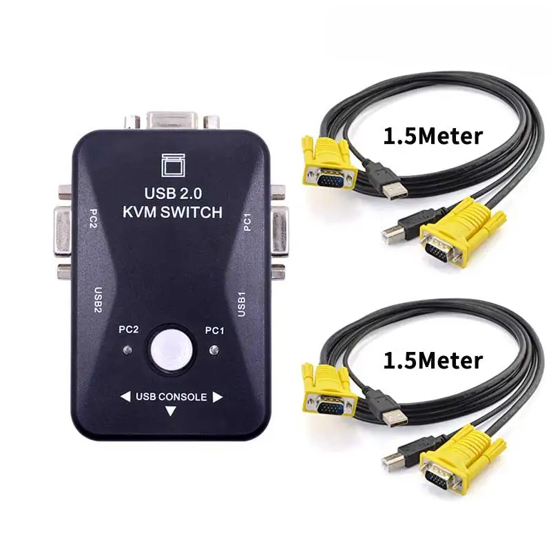 Ingelon KVM переключатель vga кабель Высокое качество USB 2,0 vga разветвитель коробка для USB ключ клавиатура мышь монитор адаптер usb принтер переключатель - Цвет: KVM 2pcs Cable