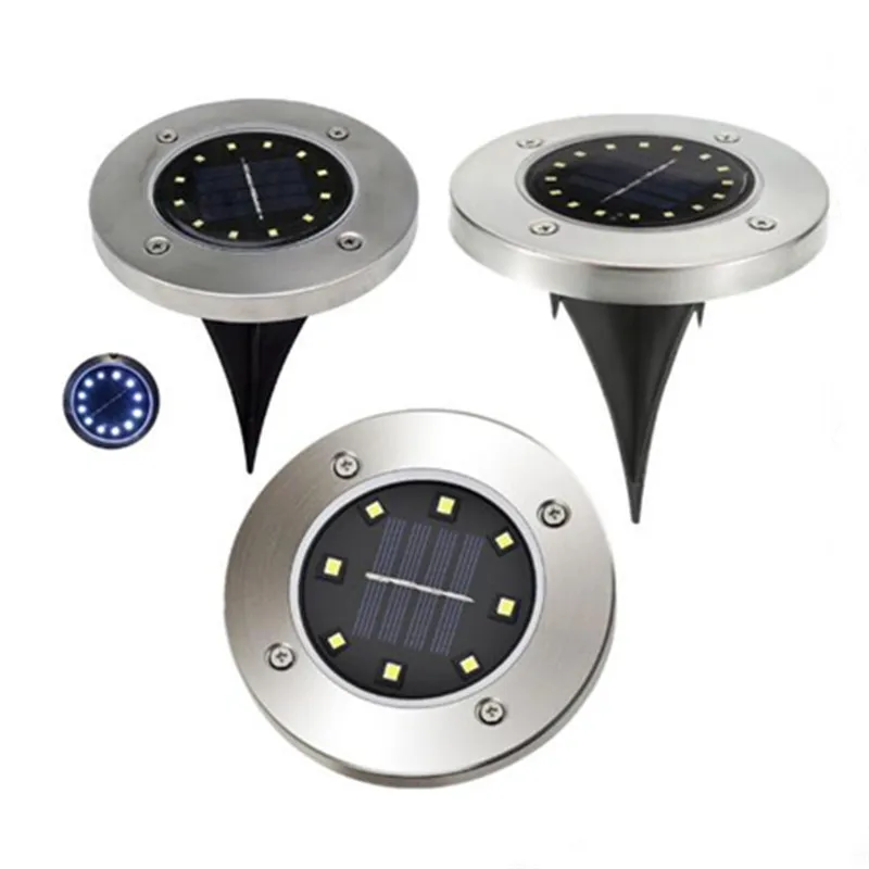 LED Solar Powered Lawn Lamp Buried Mode Modern Style 4 Leds Energy Saving Lights