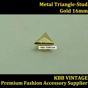 

Punk DIY Metal Triangle Prong Stud 16mm in Gold with 3 Prong Claws for Leather Craft/Bag/Shoe/Clothing/Jacket