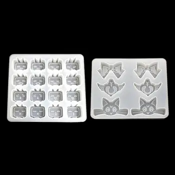 

Shiny Sailor moon Cat Bows Silicone Molds DIY Resin Cabochon Charms Epoxy Resin Television Face Jewelry Pendant Mold Tools