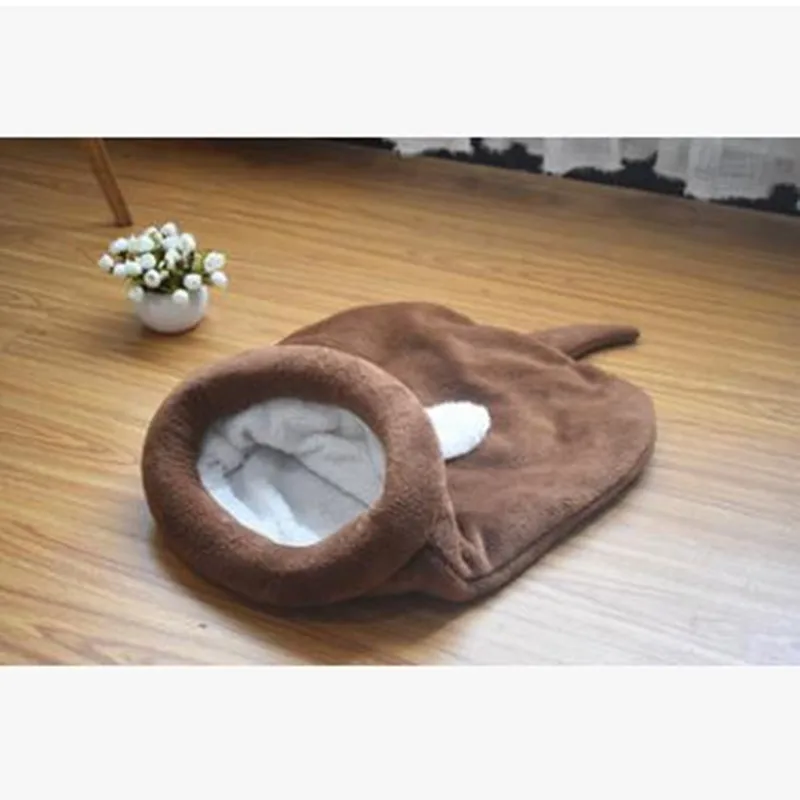 coffee Спальный мешок для домашних животных кошка кровать маленькие собаки Конура для щенка Лежанка-домик теплое Гнездо дом - Цвет: coffee