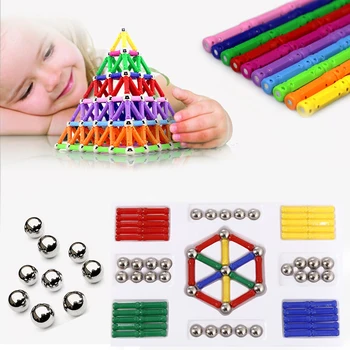 

84pcs/set Magnet Balls Sticks Metal Design Blocks Mini Bead Geometric Figure Construction DIY Toys For Kid stick favorite gift