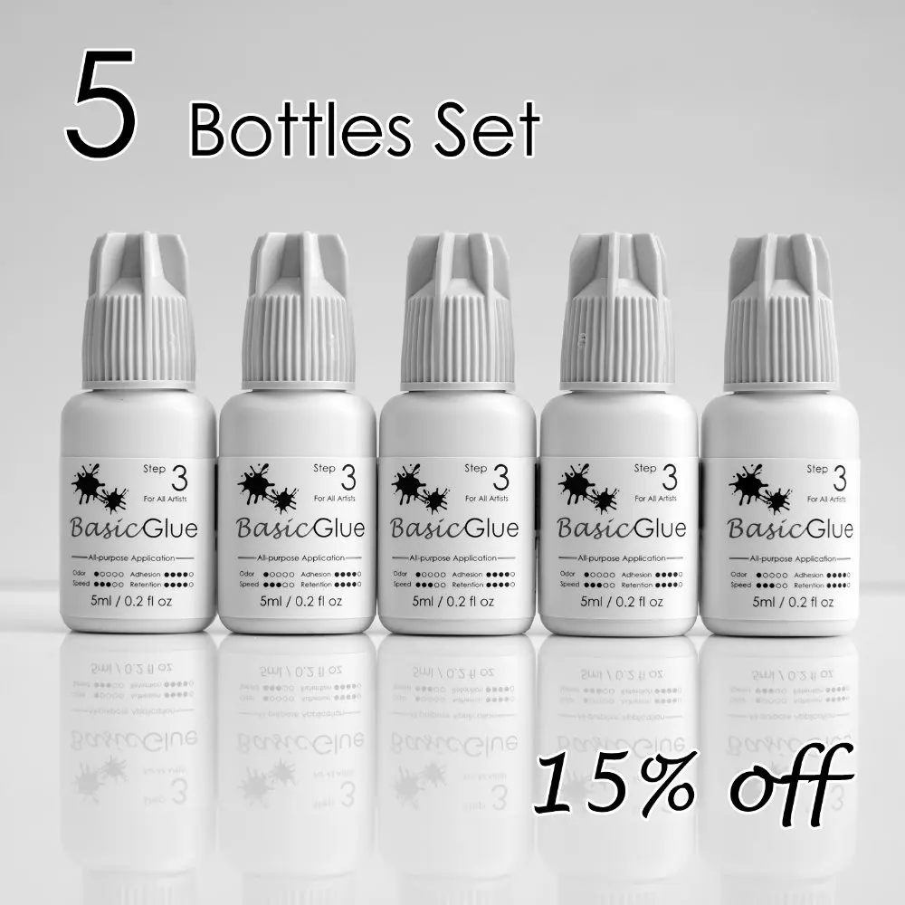 [5 Set] Mia Basic Individual Eyelash Extension Glue Adhesive Medical Gradein Eyelash Glue from