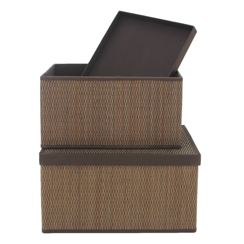 Bamboo Storage Baskets Bins with Lid Rectangular Clothing Neatening toy storage basket extra large Middle small organizador box