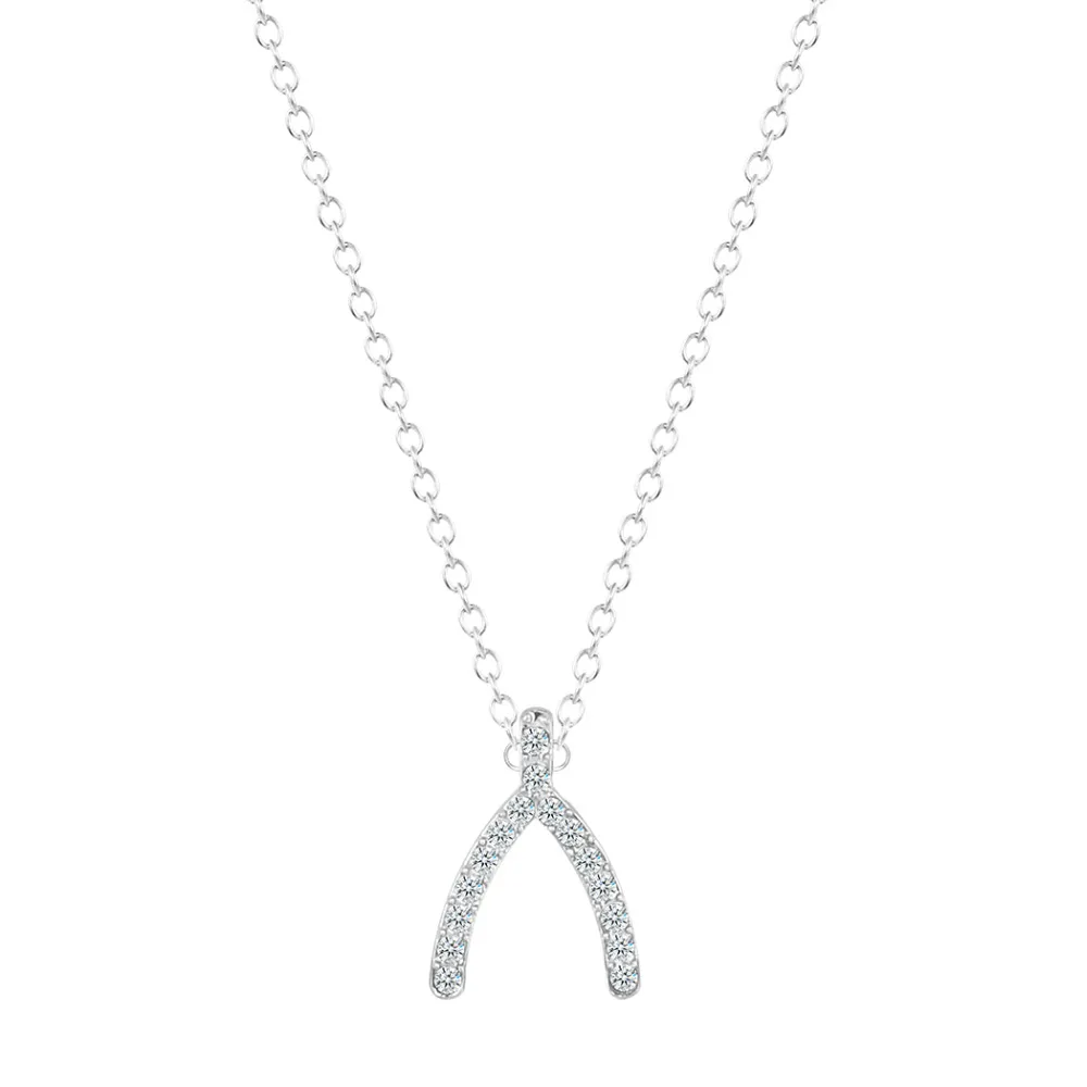 Kinitial Wishbone V образные ожерелья кулоны цепочка из кости для женщин микро