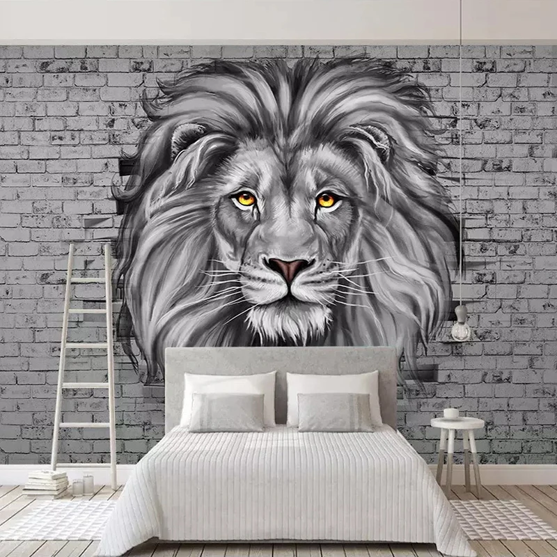 Black And White Lion Photo Wallpaper Wall Mural GIANT WALL ...