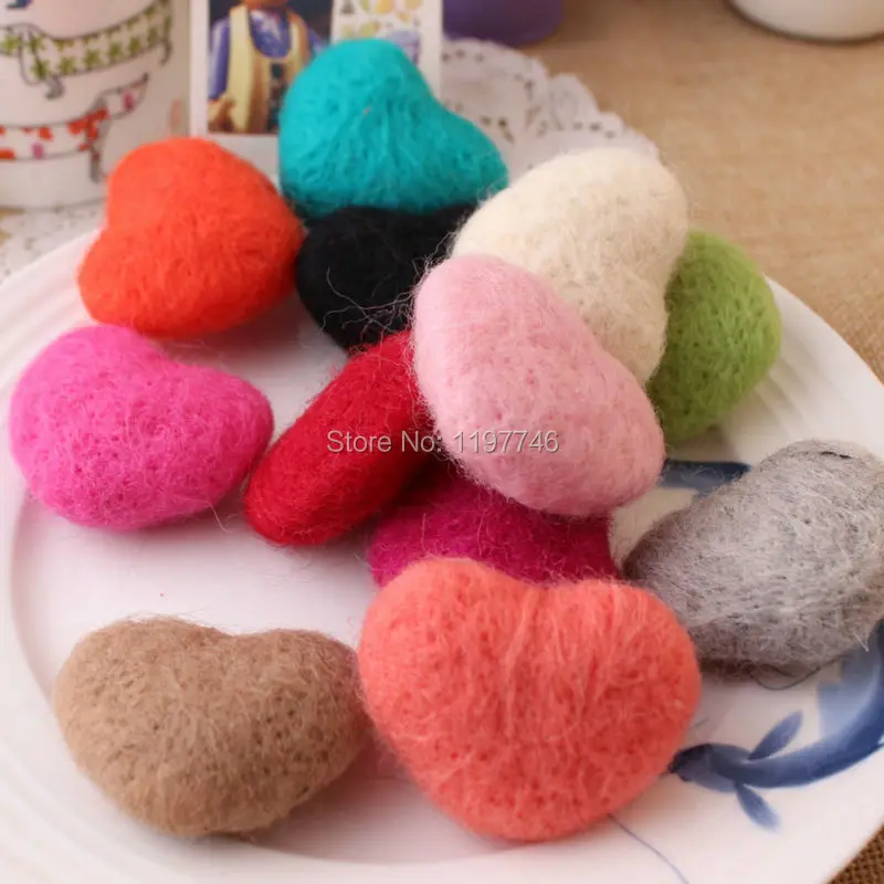 

wool felt pom pom felt heart felt handmade decoration felt wool felting handmade diy felt 3 pcs 50 mm 100% Wool Felt Ball