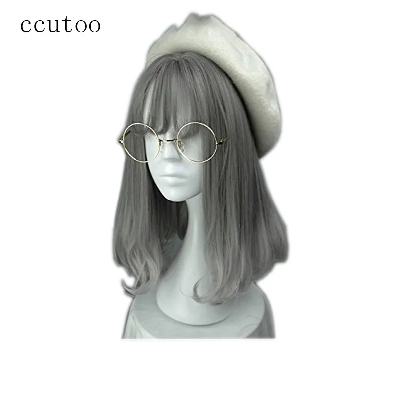 

ccutoo 45cm Female's Grey Ombre Curly Bobo Pear Hairstyles Synthetic Cosplay Full Wigs Costume Wigs