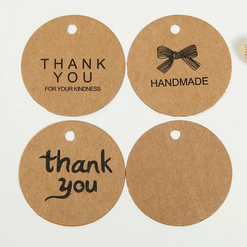 

50pcs DIY Scrapbooking Thank You Kraft TAG Cookie/Cake/Gift Labels Stickers Kitchen Sweets Party Seal Sticker High Quality 42mm