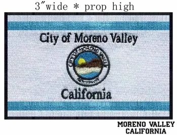 

Moreno valley, California USA Flag 3" wide shipping /small size/circle patch in inside /state logo