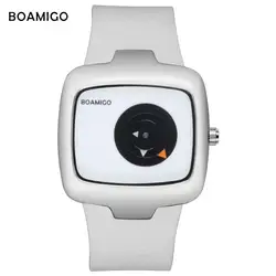 Спорт BOAMIGO Брендовые женские часы модные женские кварцевые часы Простой дизайн белые резиновые наручные часы 2018 Женский творческий