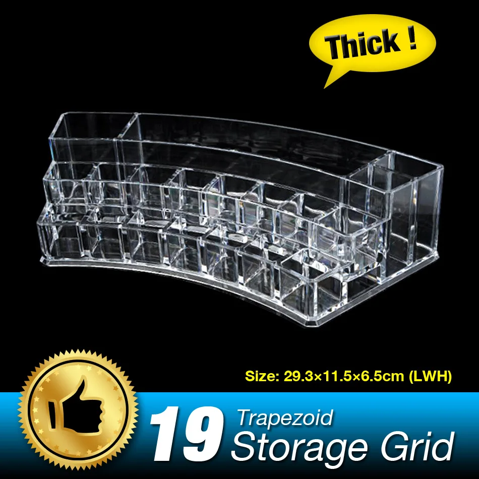 

Cheap+ 19 Grids Organizer Storage Box Make up Display Stand Skin Care Sundry Container High Quality Clear Acrylic Bins