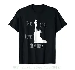 Для женщин футболка красивая одежда для девочек Новинка подарок эта девушка любит Нью-Йорк Футболка короткий рукав для девочек женские