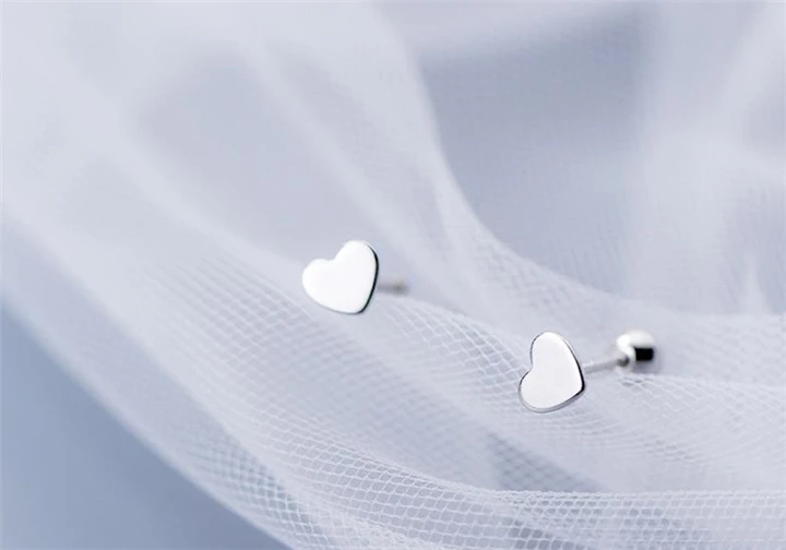 Маленькие серебряные серьги в форме сердца с 925 пробы, серьги-гвоздики с винтом для детей, серебряные серьги 925 для женщин и девочек, миниатюрные ювелирные изделия в минималистическом стиле