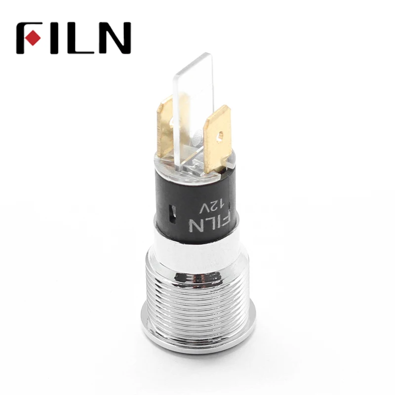 Chrome Waterproof Lamp FILN 12V LED Car Boat LED Warning Dashboard Signal Lights Instrument Pilot light 14mm (3)