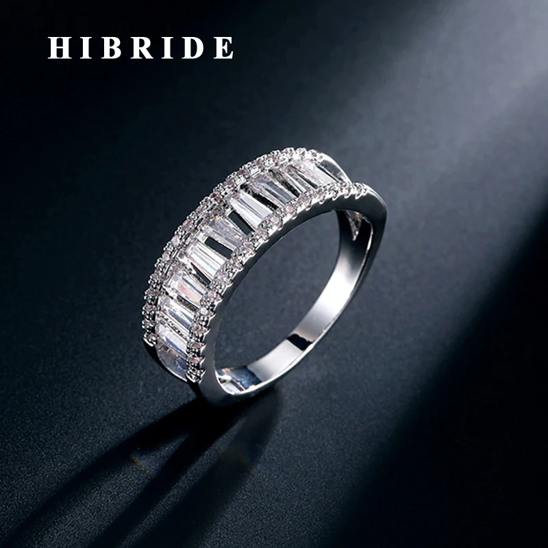 Новинка роскошные золотистые кольца HIBRIDE в виде багета для женщин свадебные