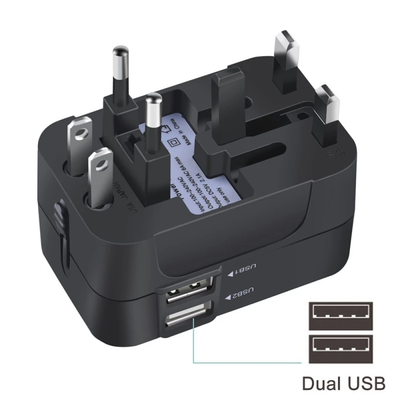 Универсальный международный переходник 2 USB порта World Travel AC зарядное устройство адаптер конвертер штекер