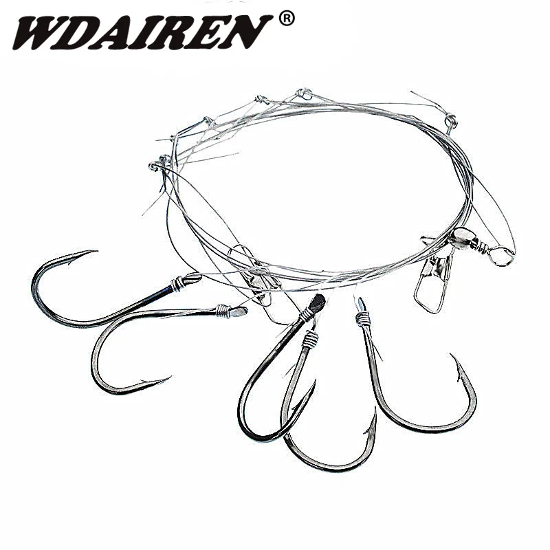 

WDAIREN Fishhooks Stainless Steel Rigs Swivel Fishing Tackle Lures Pesca Baits Single Combination String Hook With 5 Small Hook